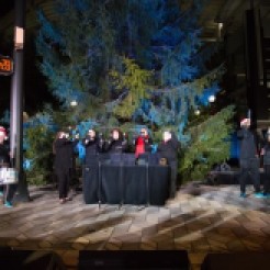 An ensemble from Charlotte Bronze performs at the Carolina Panthers Tree Lighting in November 2017.